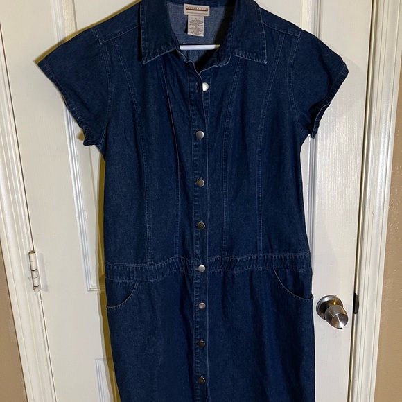 Expressions Dresses & Skirts - Vintage Expressions Dark Blue Denim Midi Dress 100% Cotton